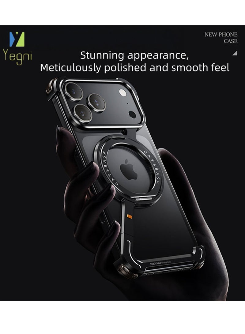 نعم سيدي. حافظة مغناطيسية دوارة مبتكرة على شكل حرف Z مناسبة لسلسلة iPhone 16 وسلسلة iPhone 17 وحافظة الهاتف المحمول المعدنية المجوفة بدون حدود وحافظة شحن مغناطيسية معدنية - Image 5