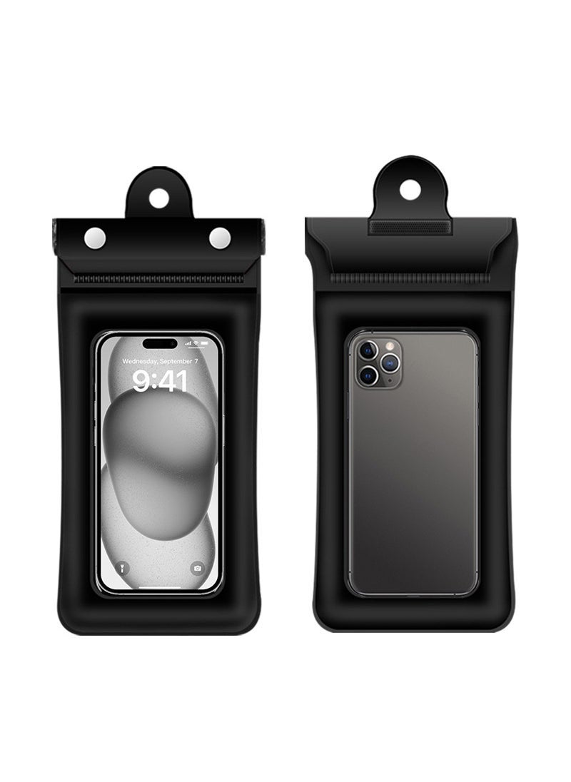 general New Three-layer Sealed Velcro Mobile Phone Waterproof Bag Three-fold Airbag Inflatable Mobile Phone Waterproof Bag Black