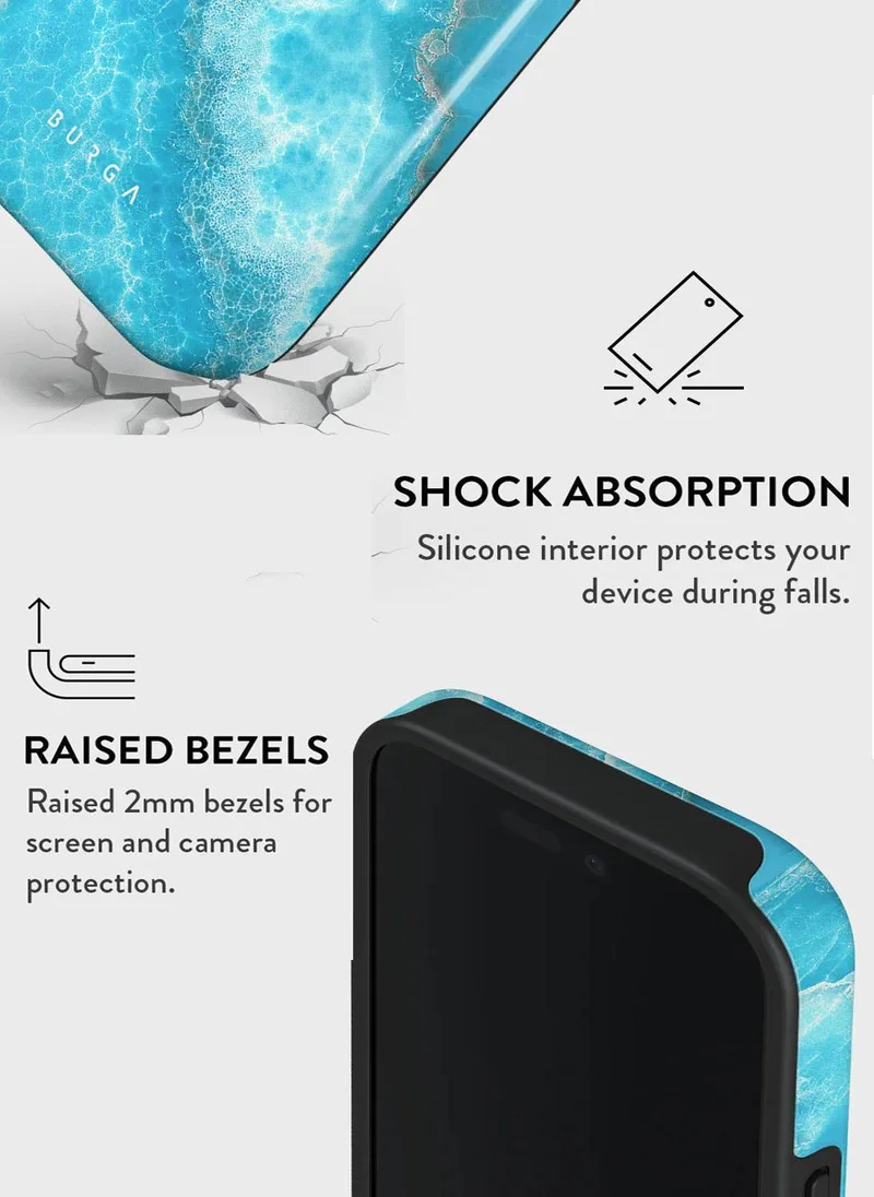 بورجا حافظة Burga iPhone 16 Pro Max، غلاف صلب مكون من قطعتين + جزء داخلي من مادة TPU، ممتص للصدمات، يمكن الوصول إلى جميع المنافذ، إطار مرتفع لحماية الشاشة والكاميرا، طباعة عالية الجودة لا تبهت أبدًا، أمواج المحيط