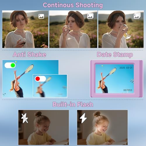SMARTKLIK Digital Camera, 56MP 2.7K Dual-Screen Selfie Camera with 16X Zoom, 20 Filters & Anti-Shake, Portable Point and Shoot Digital Cameras with 32GB Card, Compact Travel Cameras for Beginners Teens Kids - Image 5