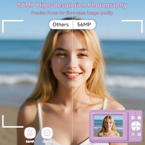 SMARTKLIK Digital Camera, 56MP 2.7K Dual-Screen Selfie Camera with 16X Zoom, 20 Filters & Anti-Shake, Portable Point and Shoot Digital Cameras with 32GB Card, Compact Travel Cameras for Beginners Teens Kids - Image 2