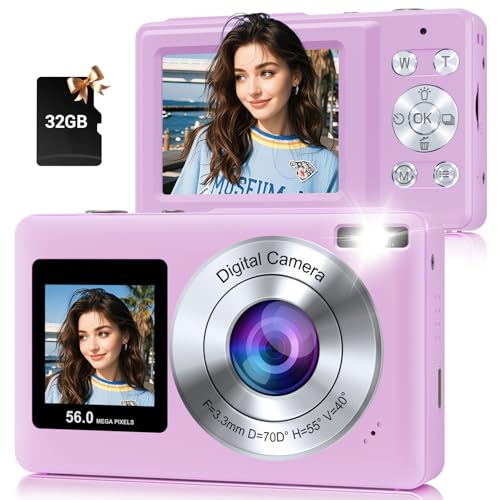 SMARTKLIK Digital Camera, 56MP 2.7K Dual-Screen Selfie Camera with 16X Zoom, 20 Filters & Anti-Shake, Portable Point and Shoot Digital Cameras with 32GB Card, Compact Travel Cameras for Beginners Teens Kids - Image 1