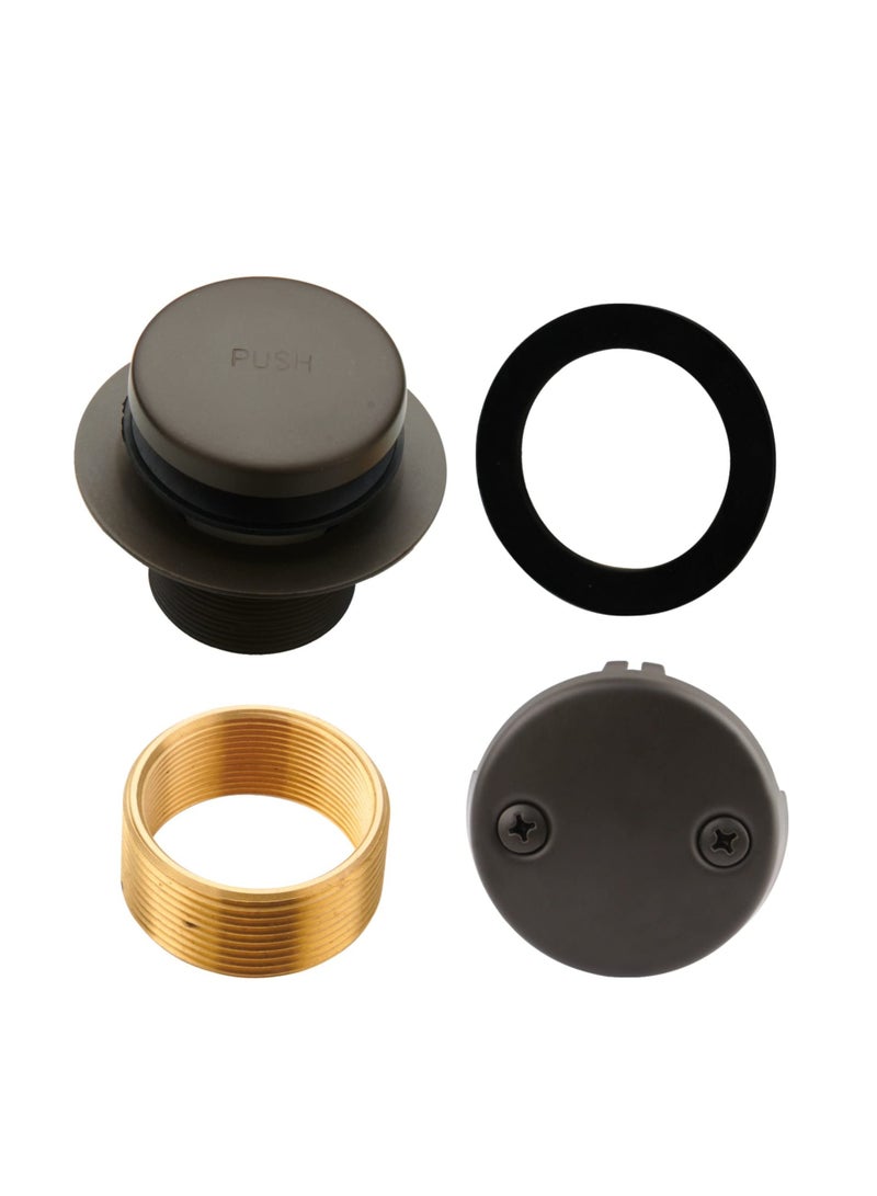 Excefore Black Bathtub Drain Tip-Toe Two-Hole, Tip Toe Bathtub Drain Conversion Kit Assembly, with 2-Hole Overflow Faceplate and Universal Fine/Coarse Thread, Matte Black - Image 1