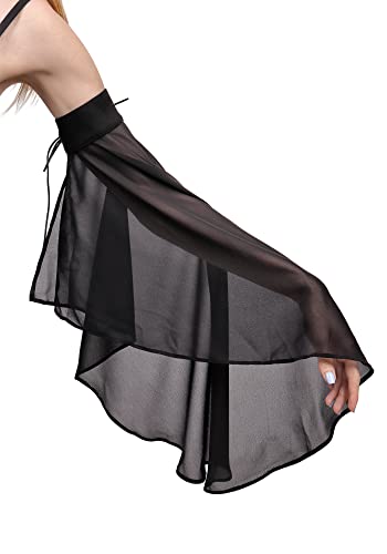 PROCOS Women's Victorian Long Tulle Gloves Opera Pageant Gloves Chiffon Tulle Detachable Sleeves for Wedding Dress Party (Black) - Image 1