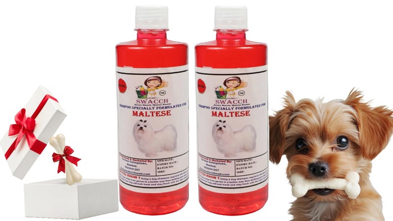 swacch Shampoo | Puppy Safe Shampoo | Maltese Dog Shampoo (500ml) (Pack of 2) Jasmine + Small White Bone | Dog Chew Bones | Teething chew Toy | Dental Teething |Combo Pack - Image 1