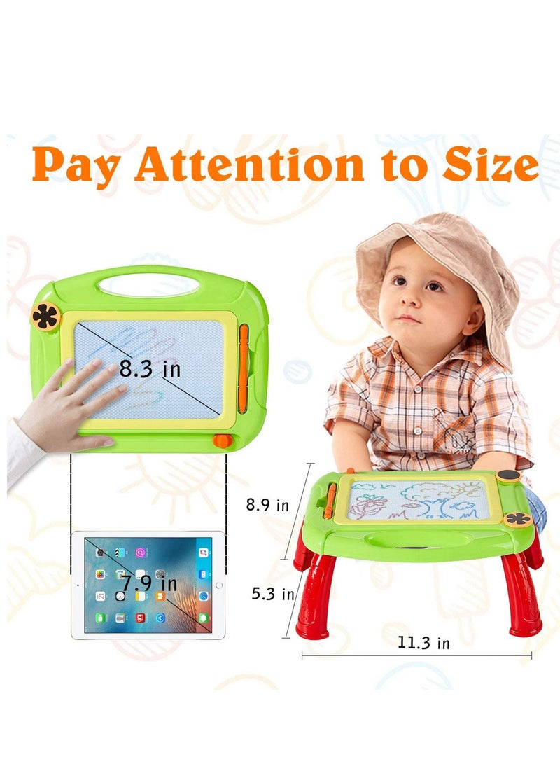 Magnetic Drawing Board table with Stamps  Pen   Education Doodle Toys for 1 4 Year Old Kids, Colorful Erasable Magnet Writing Sketching Pad for Toddlers Learning Green - Image 3