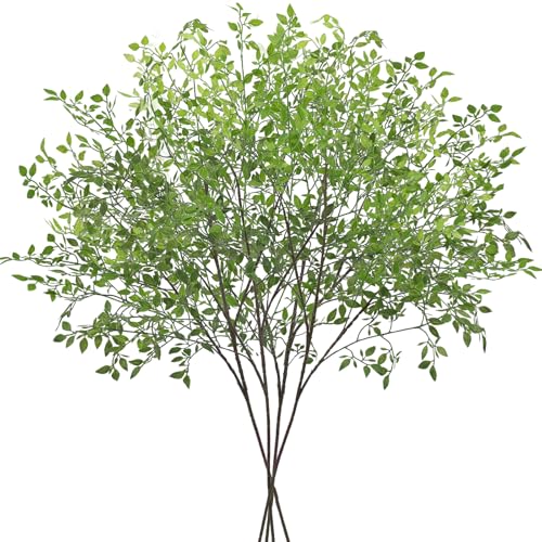 CEWOR 4pcs Artificial Plants Fake Greenery Branches for Vase, 43.3 Inch Green Nandina Long Steams for Tall Vase, Fake Plants Spring Stems for Wedding Garden Office Home Décor - Image 1