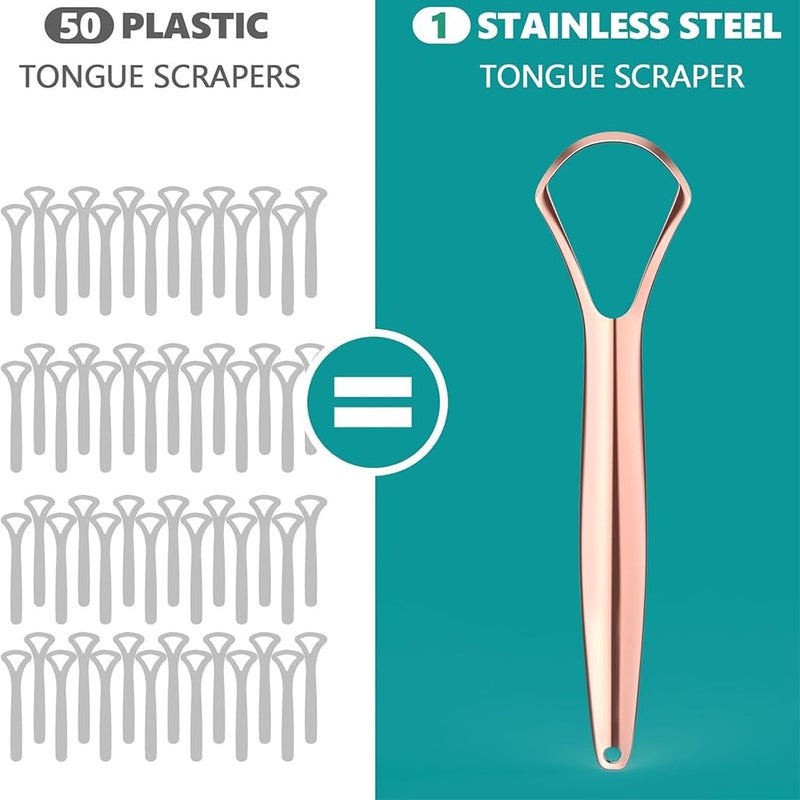 ZIBUYU® Stainless Steel Tongue Scraper 2 Pack (1 Silver + 1 Rose Gold) Wide Mouth Design for Deep Cleaning Comes in Metal Box Fresher Breath & Oral Hygiene - Image 3