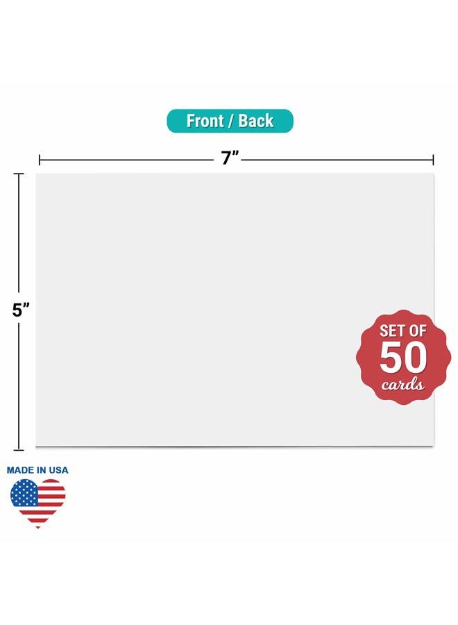 321Done Blank Note Cards, 5x7 Thick Cardstock - Plain White Card Stock, Small Notecards & Stationery for Writing, Stamping, Printing - Made in USA, Set of 50 - No Envelopes - Image 2