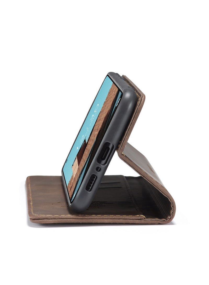 CaseMe Phone Case Luxury PU Leather Design 013 Flip Cover Card Slot Holder Cover For MI 10T/ MI 10T Pro (Coffe) - Image 3