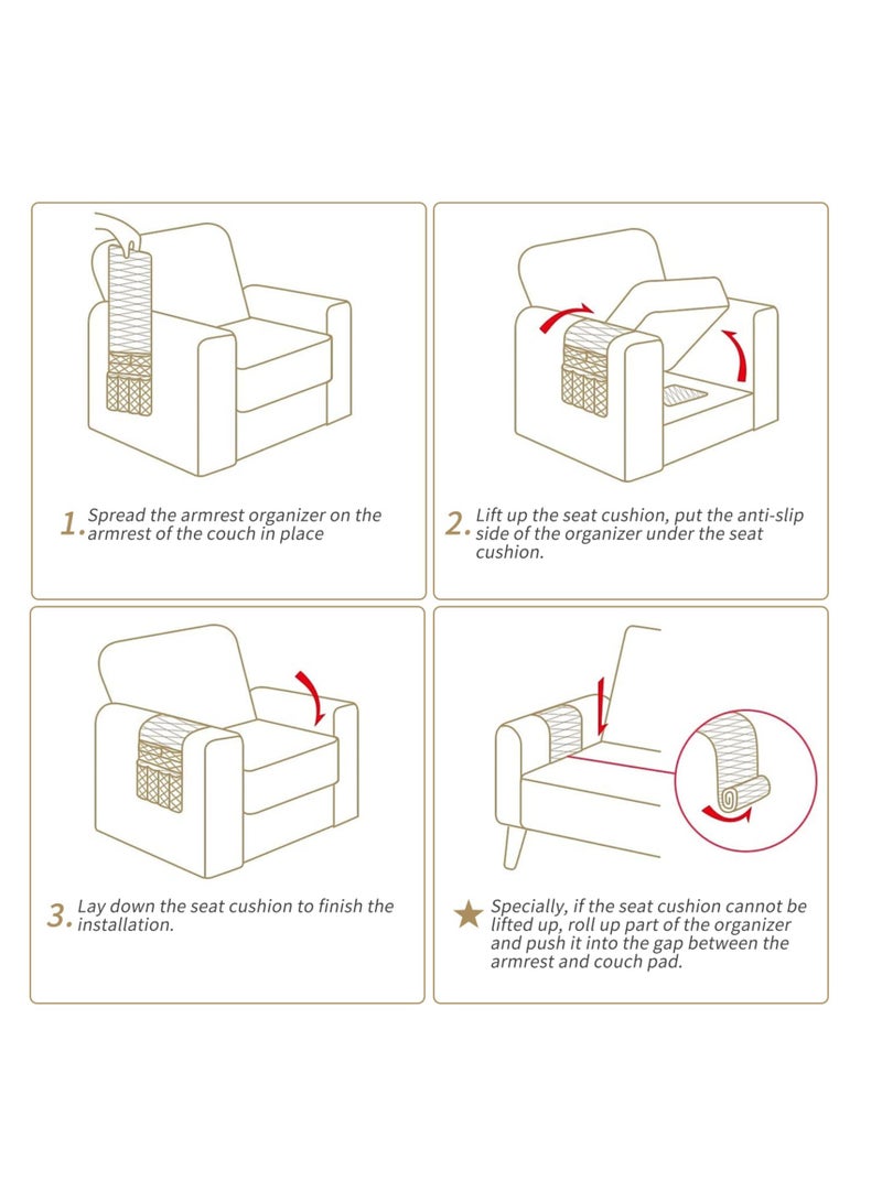 SYOSI Sofa Armrest Organizer, Remote Control Holder for Recliner Couch, Arm Chair Caddy with 5 Pockets for Magazine-Remote control-Tablet-Phone-iPad-Books-Glasses - Image 4