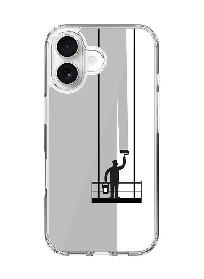 Stylizedd Classic Clear MagSafe Case for iPhone 17 , Hybrid Soft Case Flexible Edges Anti Drop TPU PC Gel Thin Transparent Cover [ Designed for iPhone 17 ] - Paint Hanger (Grey) Full Print