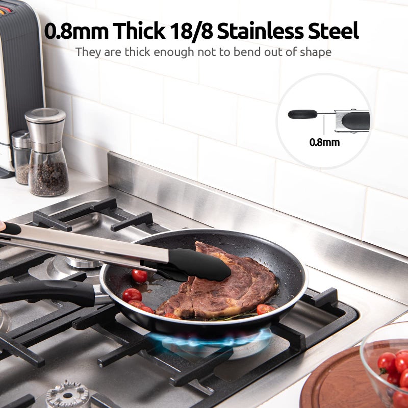 U-Taste 600ÂºF Heat Resistant Kitchen Tongs: U-Taste 16 inch Extra Long Large Silicone Cooking Tong with Sturdy Non Stick Rubber Tips & Non Slip Silicon Coated 18/8 Stainless Steel Handle for Grill BBQ (Black) - Image 5