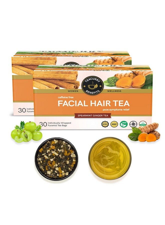 TEACURRY Facial Hair Tea (2 Month Pack | 60 Pyramid Tea Bags) - Helps with Facial Hair Removal and Unwanted Hair Removal - Image 1