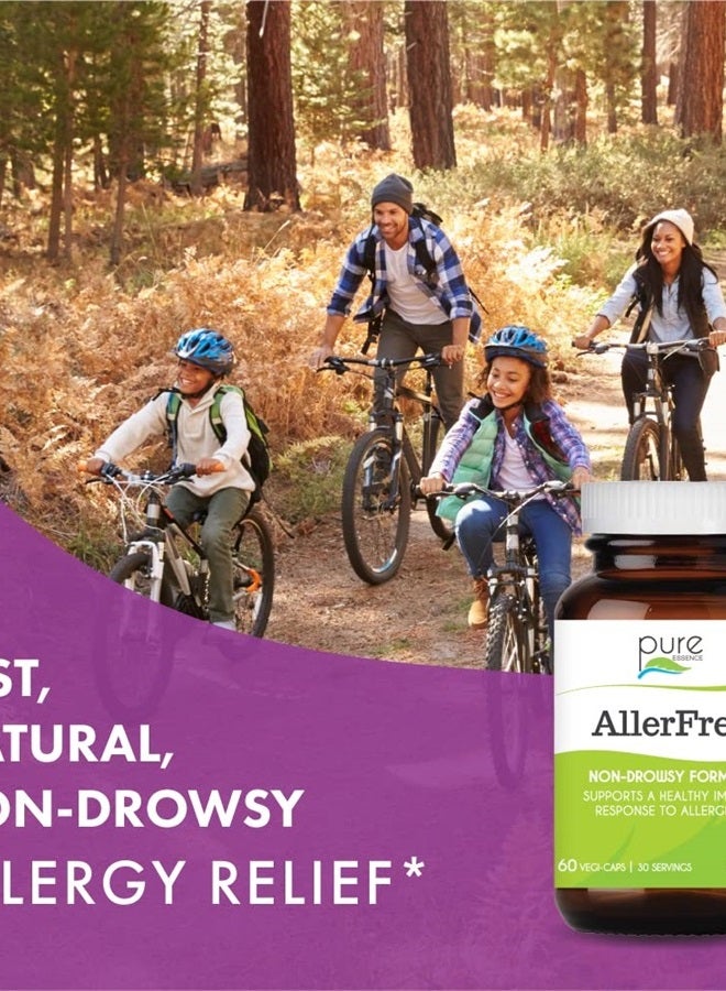 PURE ESSENCE LABS AllerFree Natural Allergy Support Supplement by Pure Essence Labs - Non Drowsy Pills for Sinus and Nasal Health Seasonal Allergies with Enzymes and Herbs - 60 Capsules - Image 3