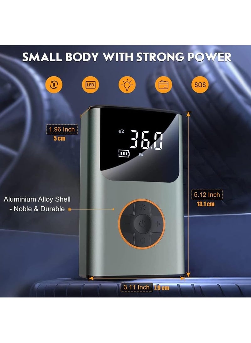 منفاخ إطارات لاسلكي 150PSI مع شاشة رقمية - كمبروسر هواء سيارات بسرعة مضاعفة للإطارات SUV/الدراجات، مضخة محمولة مع بطارية قابلة للشحن وإيقاف تلقائي (نسخة مطورة)