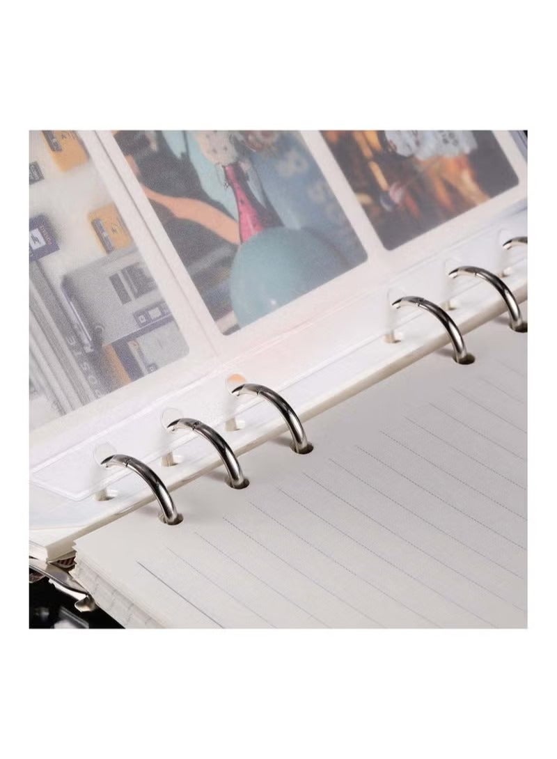 Binder Pockets A6 Size 6 Holes Zipper Folders for 6-Ring Notebook Loose Leaf Bags Waterproof PVC Pouch Document Filing Cash Budget Envelopes 15Pcs