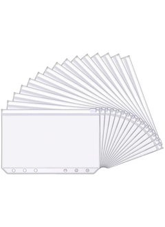 Generic Binder Pockets A6 Size 6 Holes Zipper Folders for 6-Ring Notebook Loose Leaf Bags Waterproof PVC Pouch Document Filing Cash Budget Envelopes 15Pcs  - Image 1