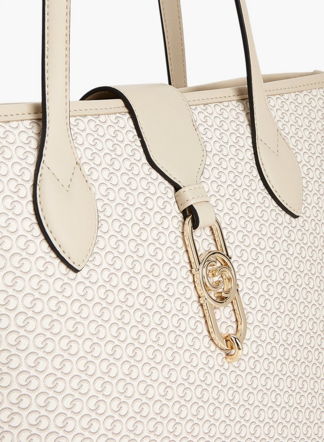 Celeste Women Monogram Print Tote Bag with Double Handle and Zip Closure  - Image 4