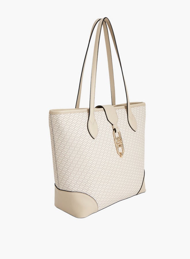Celeste Women Monogram Print Tote Bag with Double Handle and Zip Closure  - Image 3