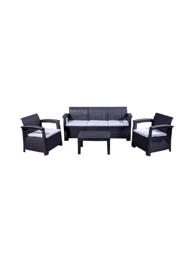 lifante 4-Piece 5-Seater Elegant and Modern Design Outdoor Seating Set Black and White 65 x 80 x 114.5 cm SF4-5P - Image 1