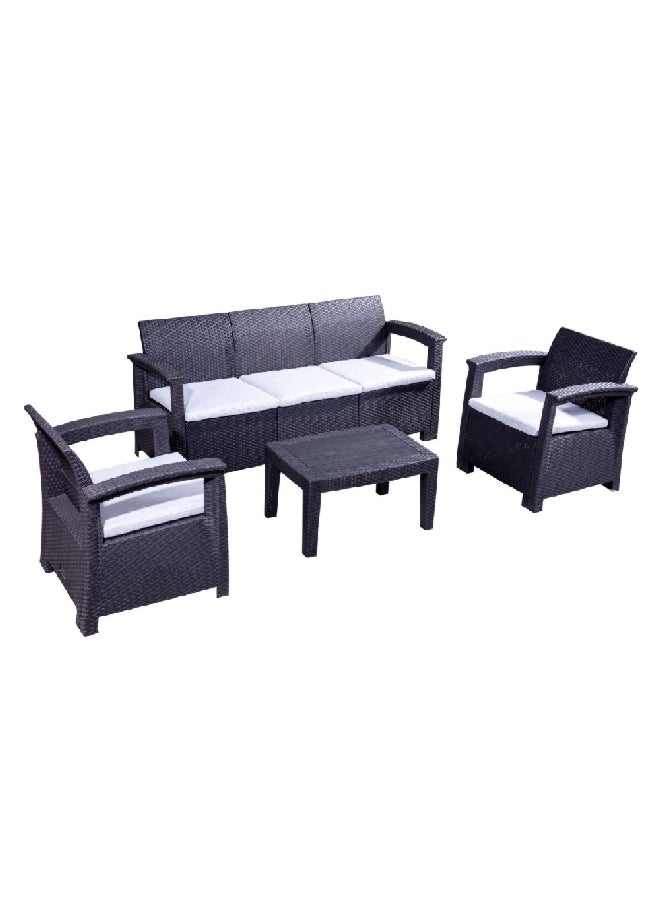 lifante 4-Piece 5-Seater Elegant and Modern Design Outdoor Seating Set Black and White 65 x 80 x 114.5 cm SF4-5P - Image 2