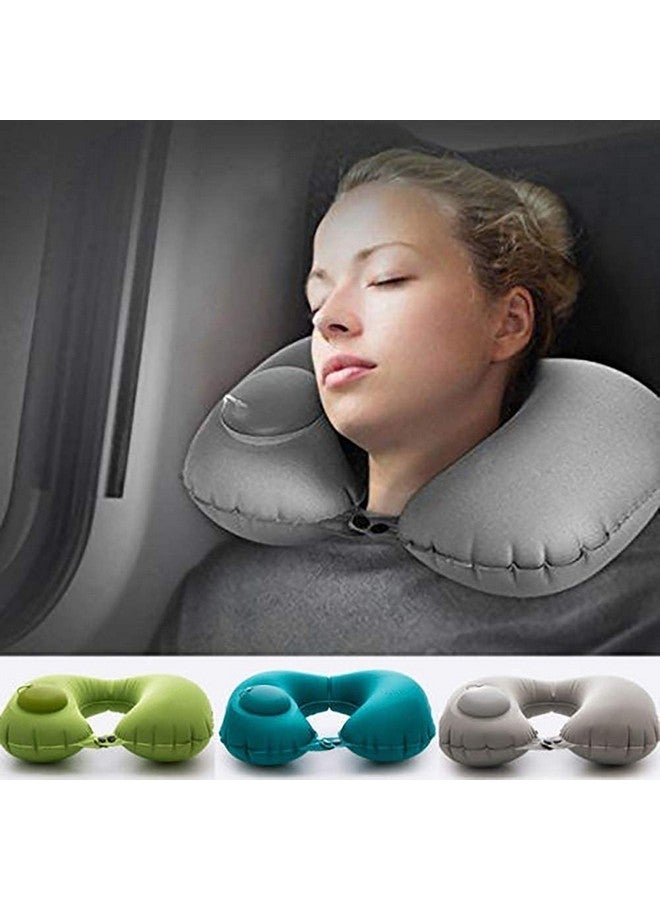 Prostuff.in Travel Pillows Inflatable Travel Pillow, Air Neck Pillow Lightweight Stay Cool Fabric Self Pump Up, Blue Color 1pcs - Image 4