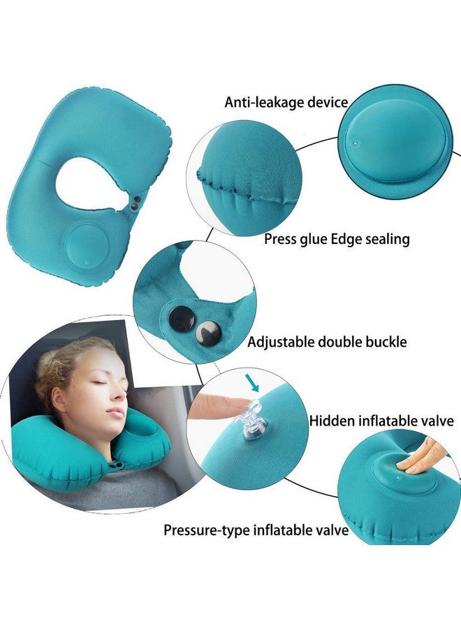 Prostuff.in Travel Pillows Inflatable Travel Pillow, Air Neck Pillow Lightweight Stay Cool Fabric Self Pump Up, Blue Color 1pcs - Image 3