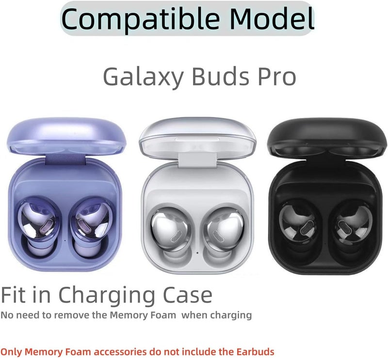 أطراف أذن رغوة الذاكرة البديلة المتوافقة مع سماعات Samsung Galaxy Buds Pro SM-R190، عزل الضوضاء ونصائح أذن رغوة مريحة وناعمة، تناسب علبة الشحن 3 أزواج أسود - Image 2
