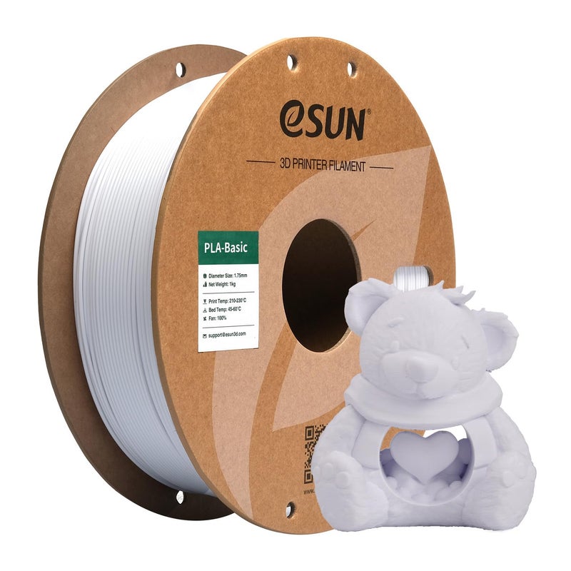 eSUN PLA Basic Filament 1.75mm, 1KG Spool (2.2 LBS) High Speed Printing 3D Printer PLA Filament,Designed for Fast Printing, Cold White - Image 1
