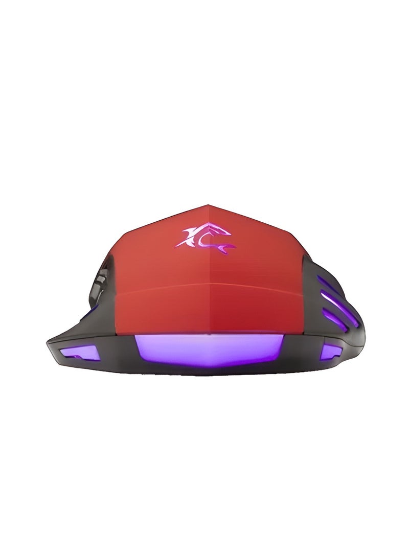 White Shark - White Shark USB 2.0 Gaming Mouse – 4 Color LED Lighting, 3200 DPI, 6 Buttons – Red Color - Image 1