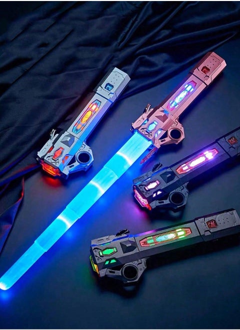 Interstellar Glow Sword - Extendable LED Flashing Toy with Gravity-Activated Sound Effects; Upgraded Color-Changing Metal Laser Sword for Dynamic Play and Imaginative Adventures - Perfect for Kids and Party Decorations