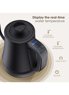 Kettle Coffee v60 Electric Smart Pour over coffee stainless steel interior, temperature control and quick heating, matte black color, 1.0 liters (black) - pzsku/ZEA96A55D21142B0E2ED0Z/45/_/1714387414/a9b0f418-dddb-4faa-98c6-56e385bdd34f