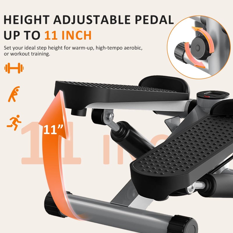 Aidoly Stair Stepper with Resistance Bands for Home Exercise, Mini Stepper Machine for Indoor Fitness, Portable Home Gym Stepper for Full Body Workout, 300LBS Capacity, Grey - Image 3