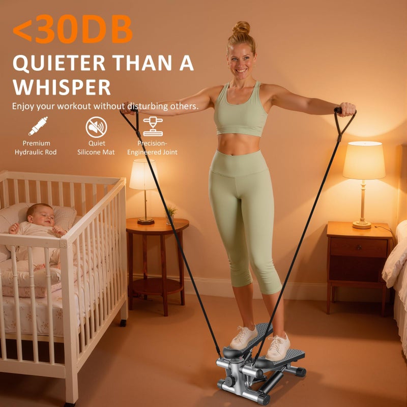 Aidoly Stair Stepper with Resistance Bands for Home Exercise, Mini Stepper Machine for Indoor Fitness, Portable Home Gym Stepper for Full Body Workout, 300LBS Capacity, Grey - Image 5