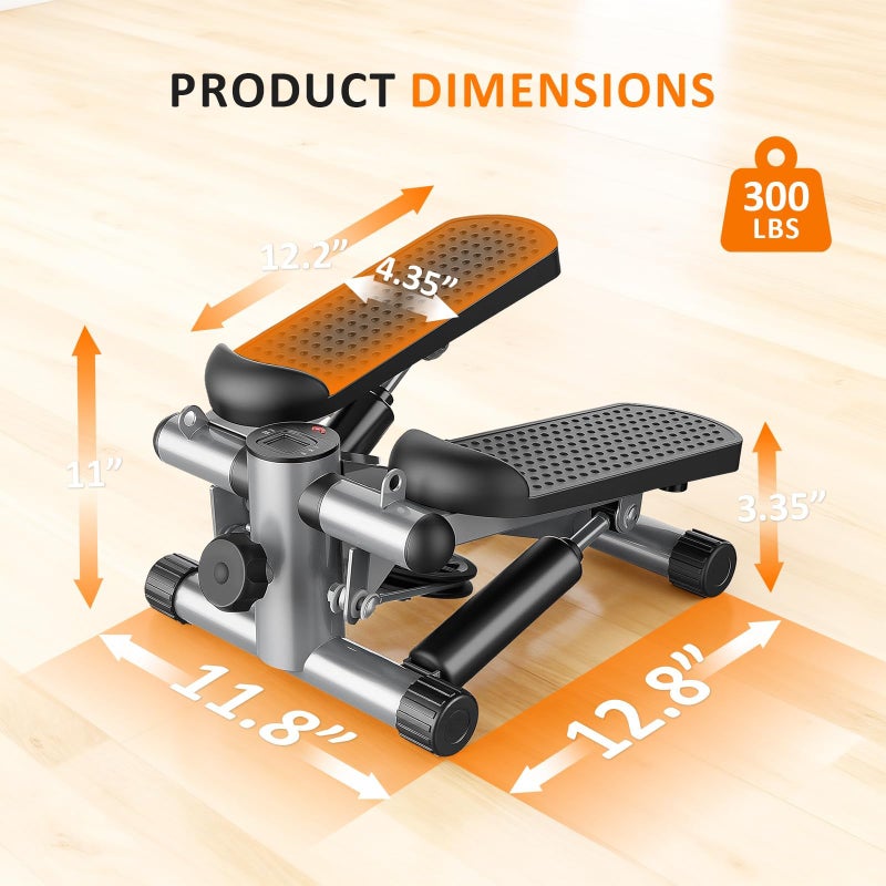 Aidoly Stair Stepper with Resistance Bands for Home Exercise, Mini Stepper Machine for Indoor Fitness, Portable Home Gym Stepper for Full Body Workout, 300LBS Capacity, Grey - Image 2