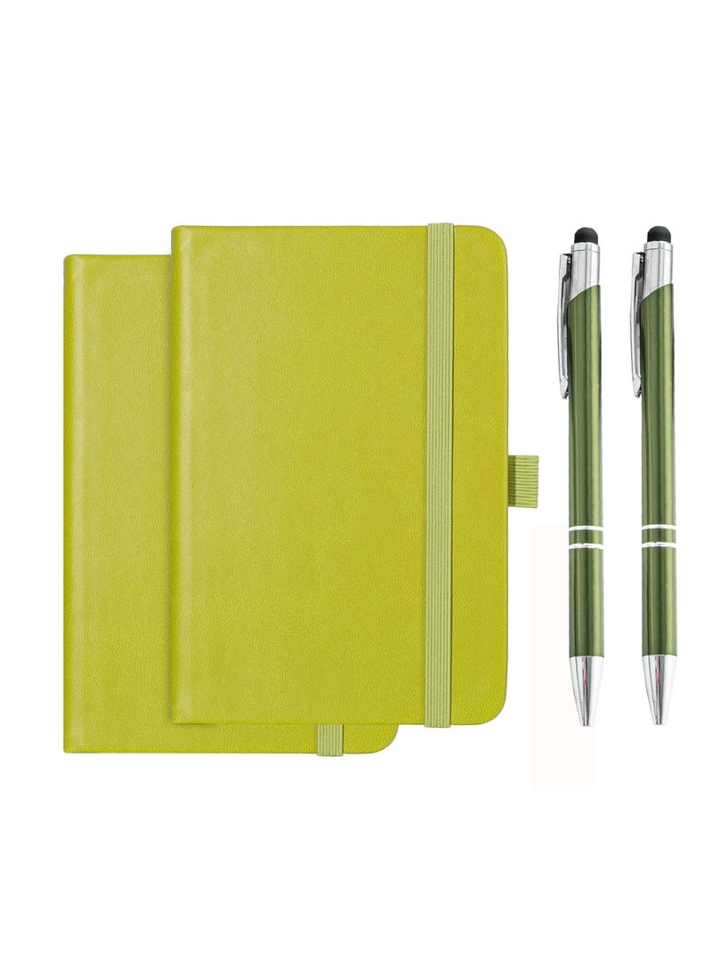 Y&D - Pocket Notebook, 2 Pack Small Notebook with Pen, A6 Size Journal Hardcover 3.7”x5.5” Mini Notepad 100Gsm Thick Paper for Office, School (160 Pages, Green) - Image 1