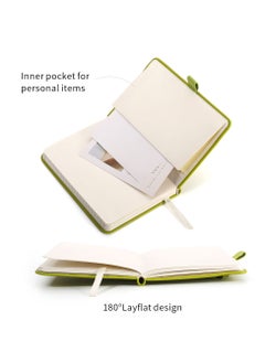 Y&D Pocket Notebook, 2 Pack Small Notebook with Pen, A6 Size Journal Hardcover 3.7”x5.5” Mini Notepad 100Gsm Thick Paper for Office, School (160 Pages, Green)  - Image 4