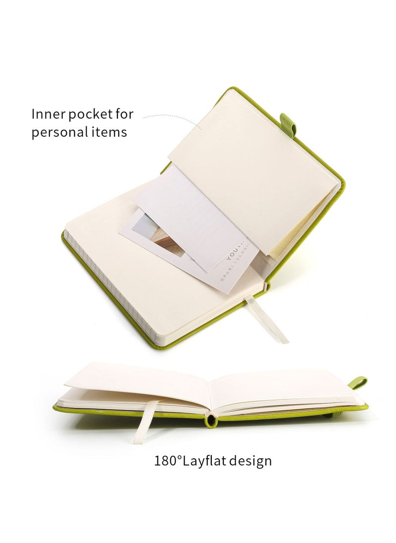 Y&D - Pocket Notebook, 2 Pack Small Notebook with Pen, A6 Size Journal Hardcover 3.7”x5.5” Mini Notepad 100Gsm Thick Paper for Office, School (160 Pages, Green) - Image 1