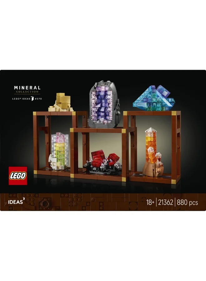 ليغو مجموعة المعادن من ليغو® أيدياز، رفوف عرض البلور، هدية لهواة تجميع قطع الصخور 21362