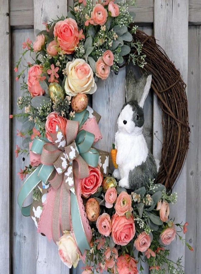 Adonisaon Easter Wreath for Front Door Decoration Easter Egg Bunny Flower Garland for Front Door Art Decor Spring Door Wall Window Decoration Supplies - Image 2