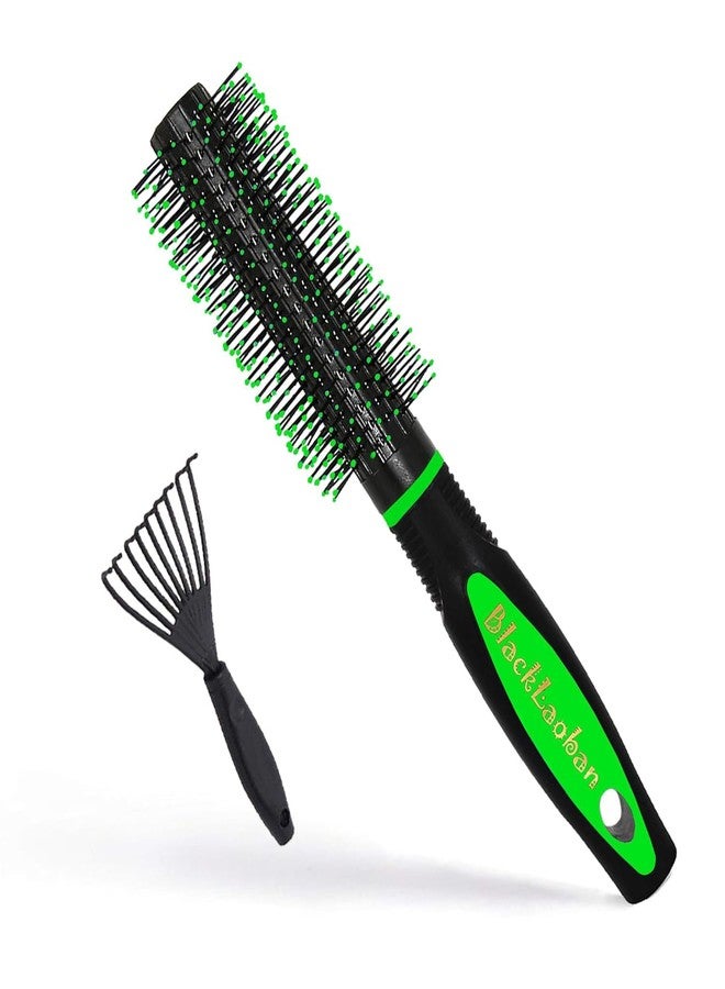 BlackLaoban Round Hair Brush With Brush Cleaner Tool for Blow Drying, Styling, Curling, Straighten with Soft Nylon Bristles for Short or Medium Curly Hairs for Women & Men (Green) - Image 1