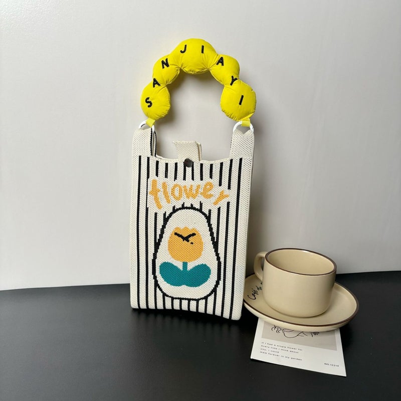 Advanced Sense Ins New Mobile Phone Bag Cute Cartoon Knitted Bag Niche Design Trendy Shoulder Crossbody Shoulder Bag - Image 1