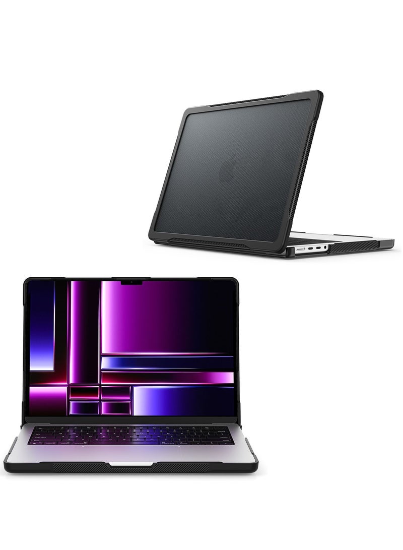 GULFLINK Hard Shell Case Cover with Kickstand Shockproof Function for MacBook Pro A2442/A2779 14.2 inch Black - Image 4