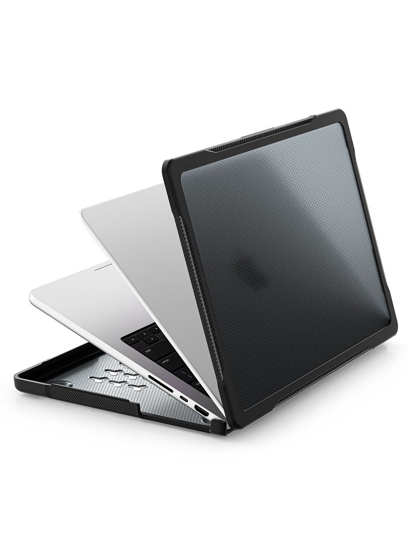 GULFLINK Hard Shell Case Cover with Kickstand Shockproof Function for MacBook Pro A2442/A2779 14.2 inch Black - Image 5