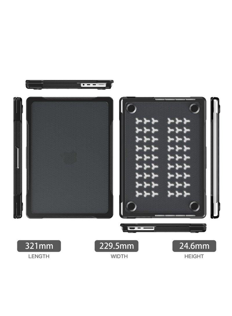 GULFLINK Hard Shell Case Cover with Kickstand Shockproof Function for MacBook Pro A2442/A2779 14.2 inch Black - Image 3