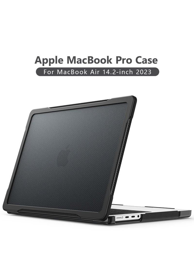 GULFLINK Hard Shell Case Cover with Kickstand Shockproof Function for MacBook Pro A2442/A2779 14.2 inch Black - Image 1
