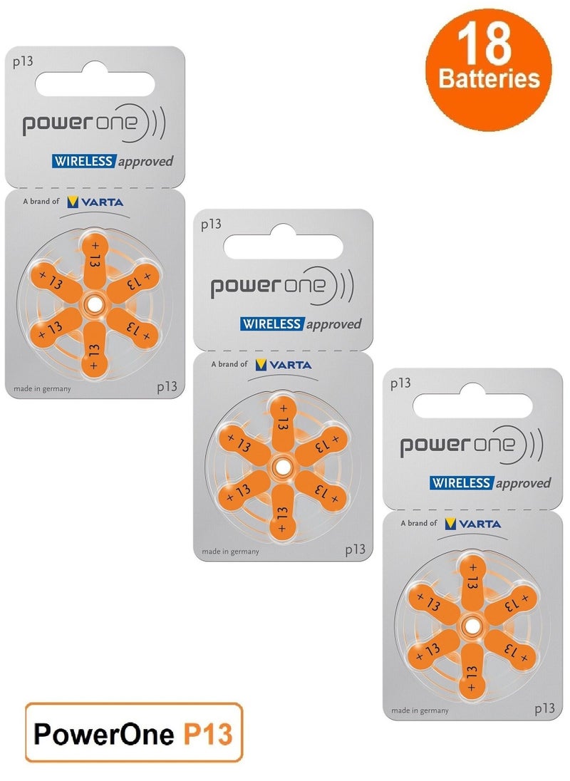 Power One 1.45V Original High Level Hearing Aid Batteries P13 Pack Of 18 Pieces  - Image 1