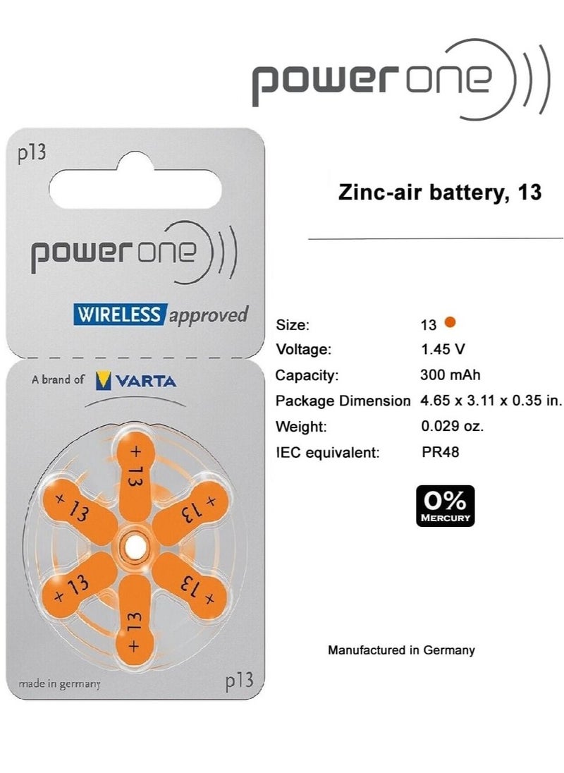 Power One 1.45V Original High Level Hearing Aid Batteries P13 Pack Of 18 Pieces  - Image 3