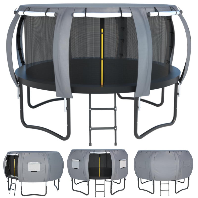 JINLI Round Trampoline Tent 14FT (Tent only) Trampoline Sunshade Cover Oxford Fabric- Suitable for 8-Pole Round Trampolines- Outdoor Trampoline Accessories-Easy to Install- Grey - Image 1